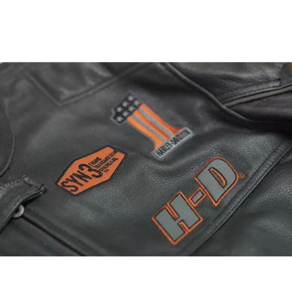 Harley Davidson Screaming Eagle Men's Motorcycle Motorbike Real Leather Jacket - Picture 3 of 7